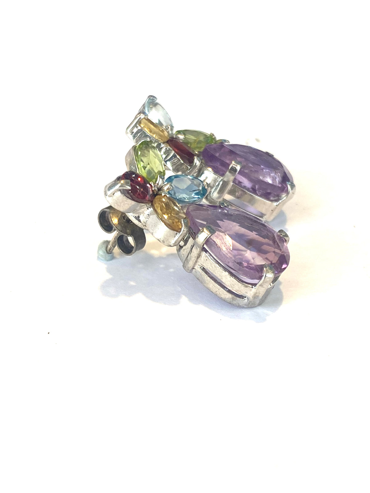 Sterling Silver Amethyst, Citrine, Garnet, Peridot and Topaz Earrings