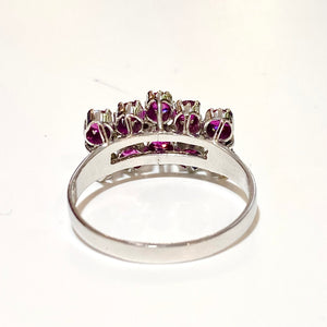 Antique 18ct White Gold Ruby and Diamond Ring