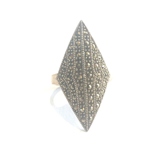 Sterling Silver and Marcasite Diamond Shaped Ring