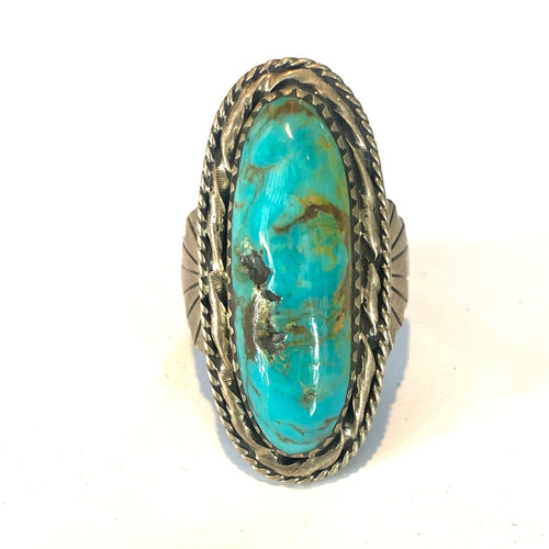 Long Sterling Silver Turquoise Ring