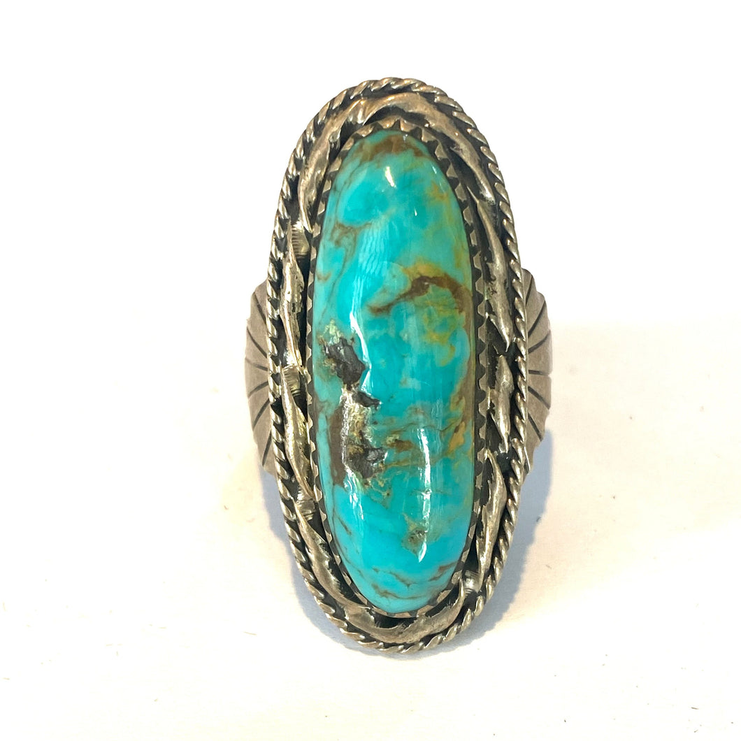 Long Sterling Silver Turquoise Ring