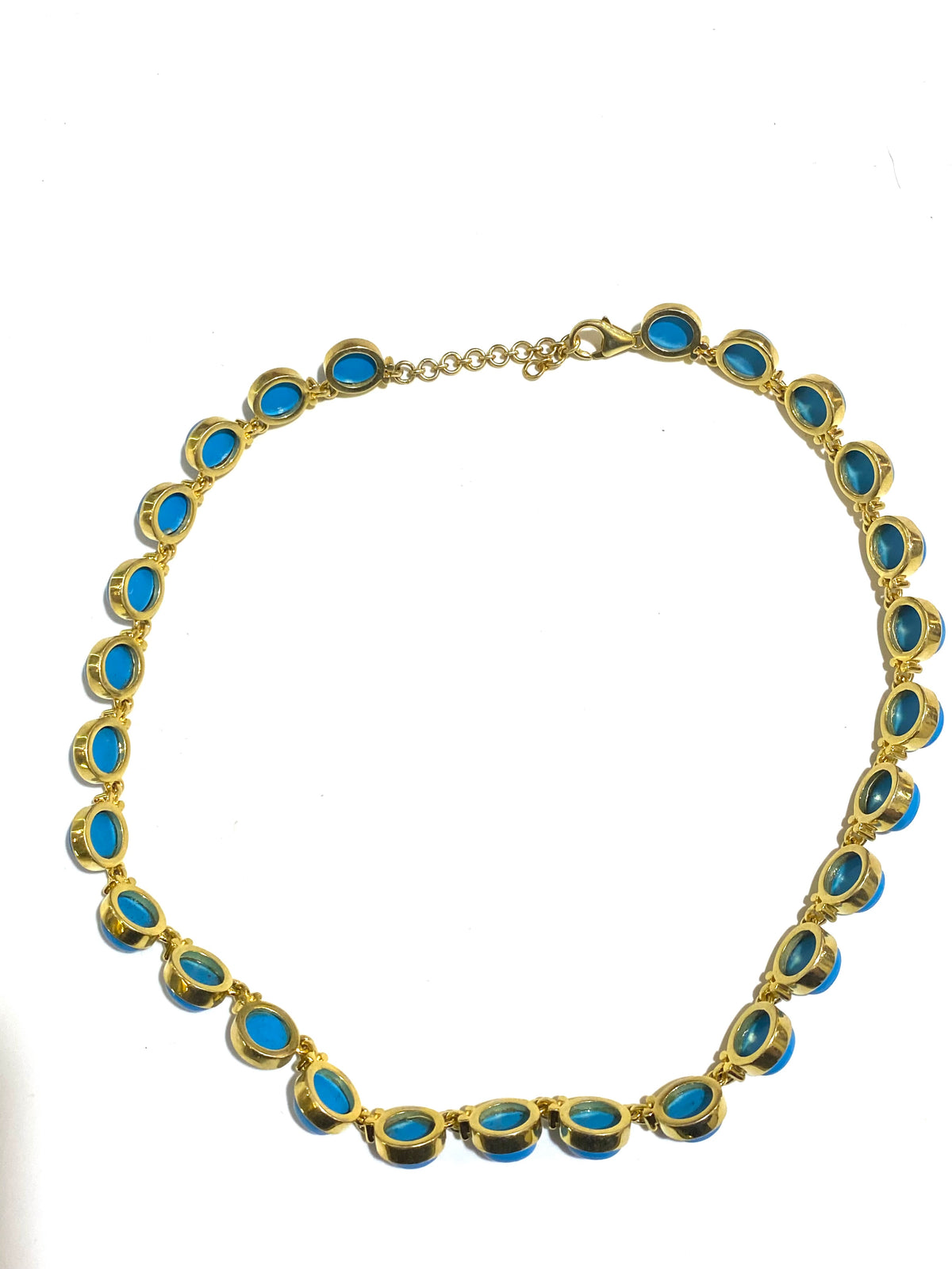 Kingman Turquoise and Sterling Silver Gold Plate Necklace