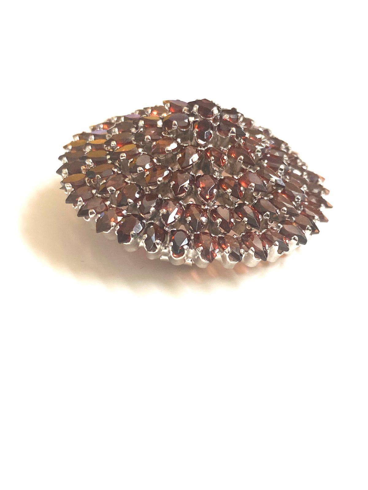 Sterling Silver Round Garnet Brooch