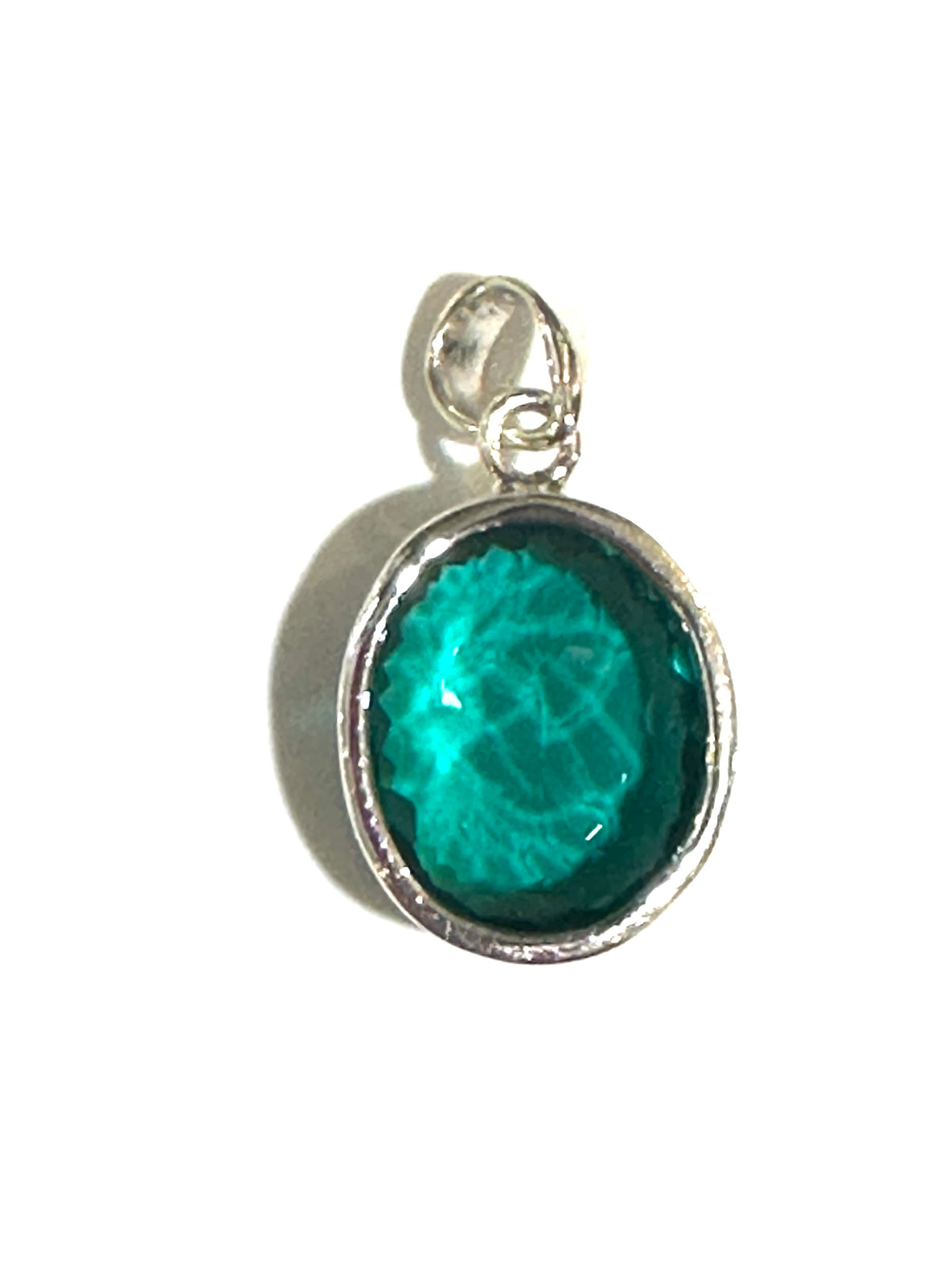 Sterling Silver Teal Crystal Pendant