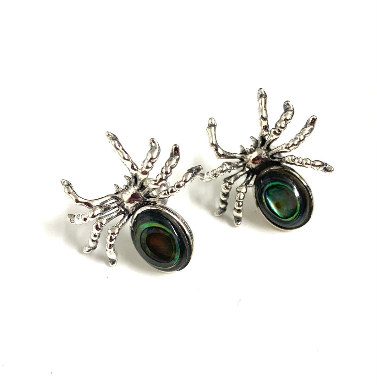 Sterling Silver Paua Shell Spider Earrings