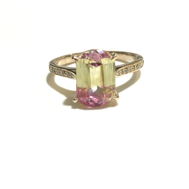 9ct Gold 4ct Bi-Coloured Pink and Yellow Sapphire Ring