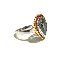 9ct White Gold Ruby and Blue Tourmaline Ring