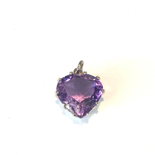 Sterling Silver Heart Shaped Amethyst Pendant