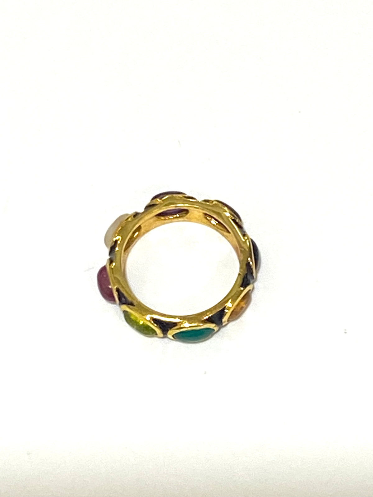 Gemstone and Black Enamel Ring