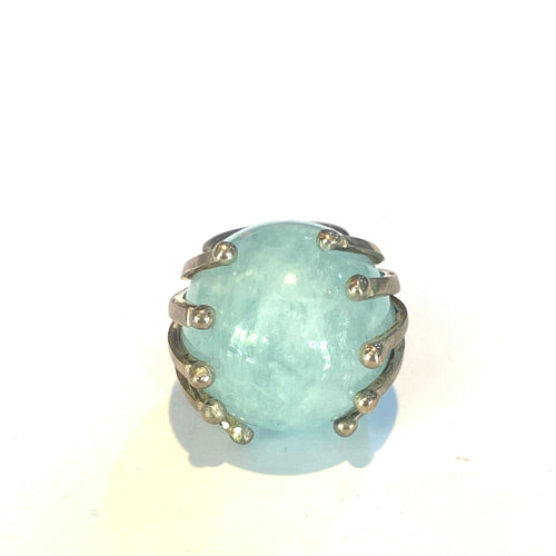 Sterling Silver Round Aquamarine Ring