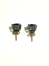 9ct White Gold Blue Zircon Stud Earrings