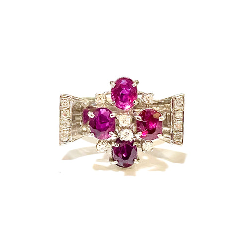 18ct White Gold Ruby and Diamond Ring