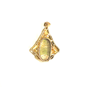 Antique 9ct Yellow Gold Solid Coober Pedy Semi-Black Opal Pendant by Dorothy Wager