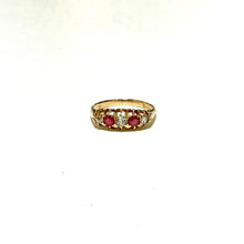 18ct Yellow Gold Antique Diamond and Ruby Bridge ring