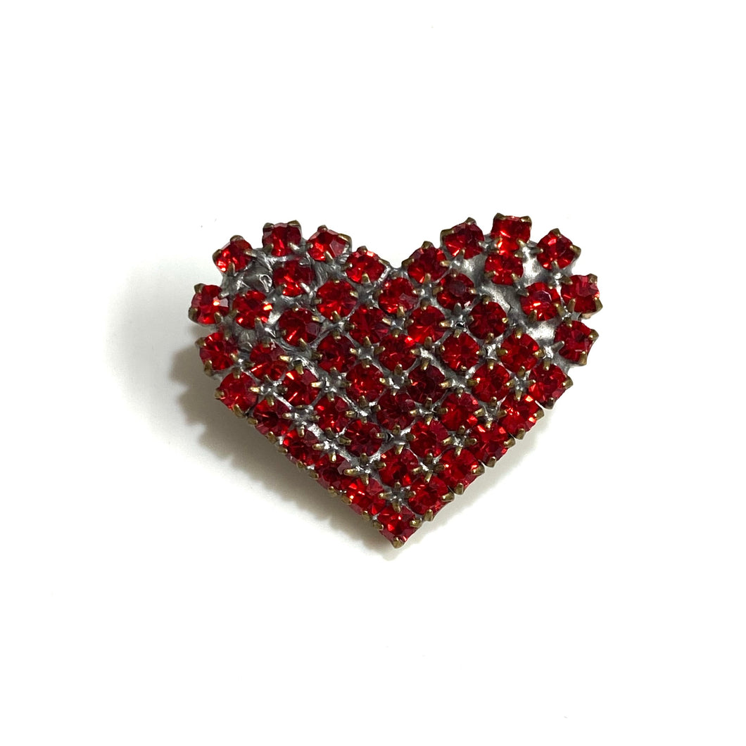 Red Crystal Heart Shaped Brooch