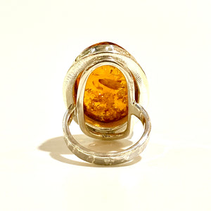 Sterling Silver Oval Baltic Amber Ring