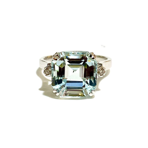 9ct White Gold 6.4ctw Aquamarine and Diamond Ring