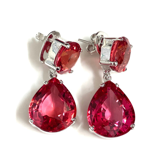 Sterling Silver Red Crystal Earrings