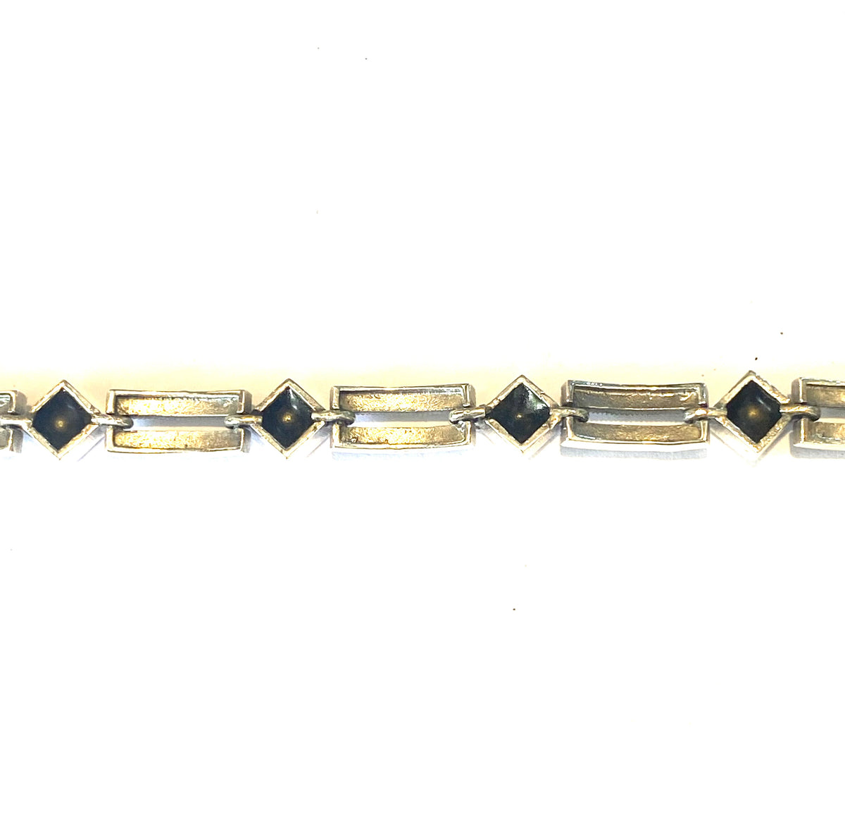Sterling Silver Onyx and Marcasite Bracelet
