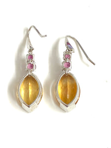 Sterling Silver Citrine and Tourmaline Earrings