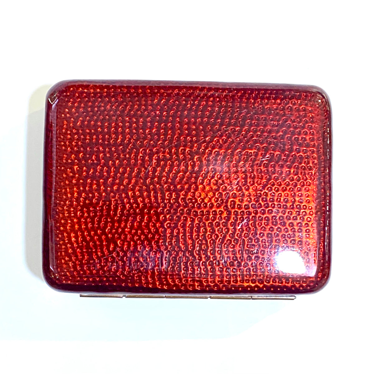 Silver Plated Ginbari Red Pidgeon’s Blood Enamel Bird and Bamboo Leaf Inaba Box