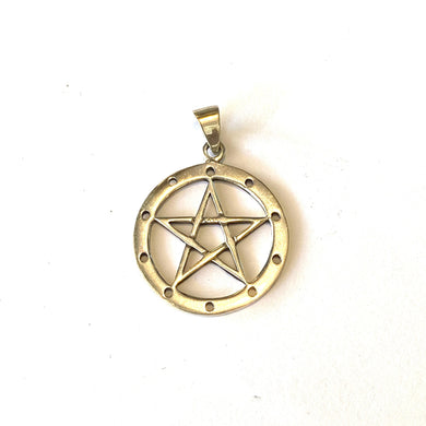 Sterling Silver Wiccan Pentagram.in Circle Pendant