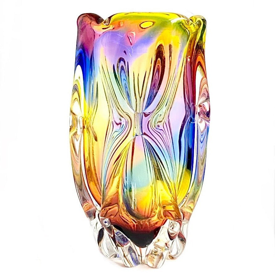 Vintage Multi-Coloured Japanese Iwatsu Glass Vase