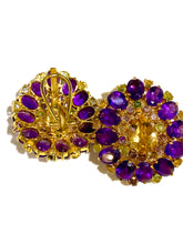 Amethyst and Citrine Silver Gold Plated Stud Earrings