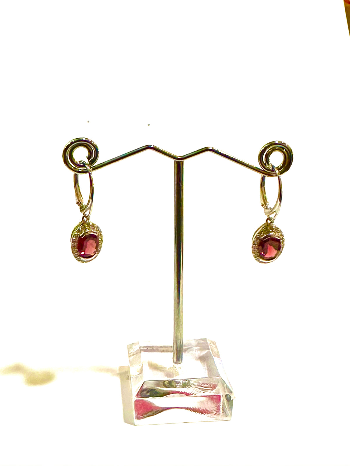 Sterling Silver Rubellite Tourmaline Drop Earrings