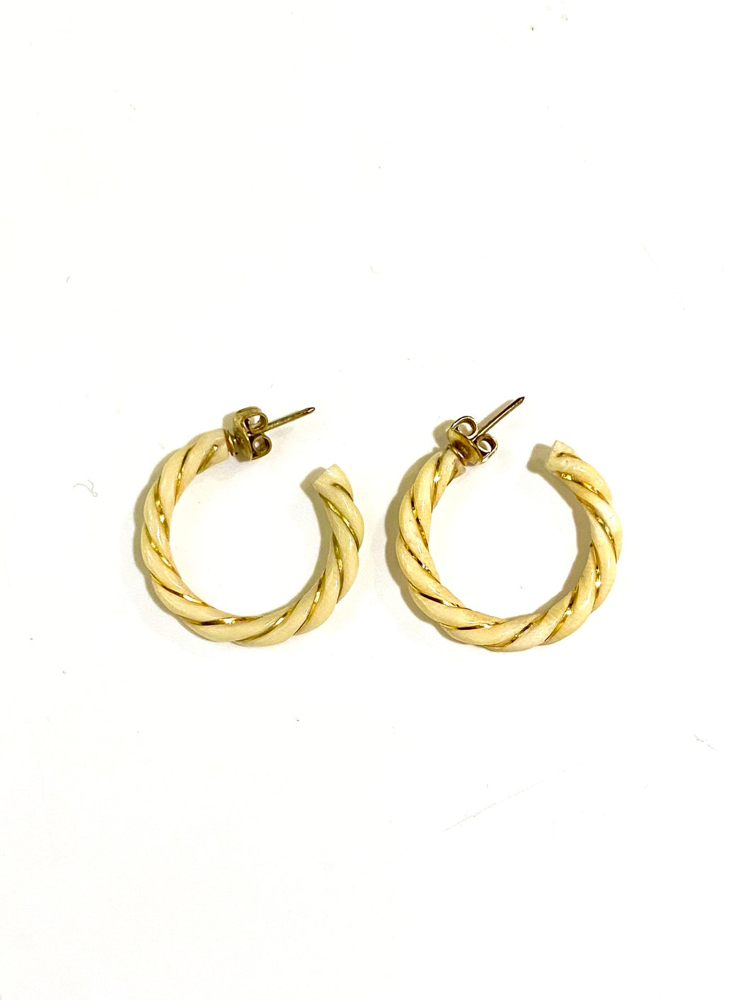 Ivory Twisted Hoop Earrings