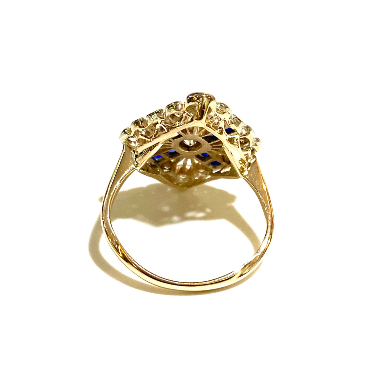 18ct Gold Antique 1890s Blue Spinel & Diamond Ring