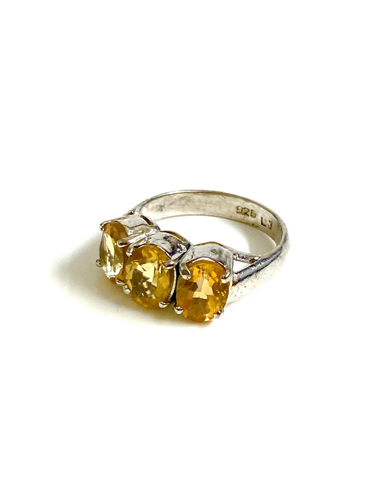 Sterling Silver Citrine Trilogy Ring