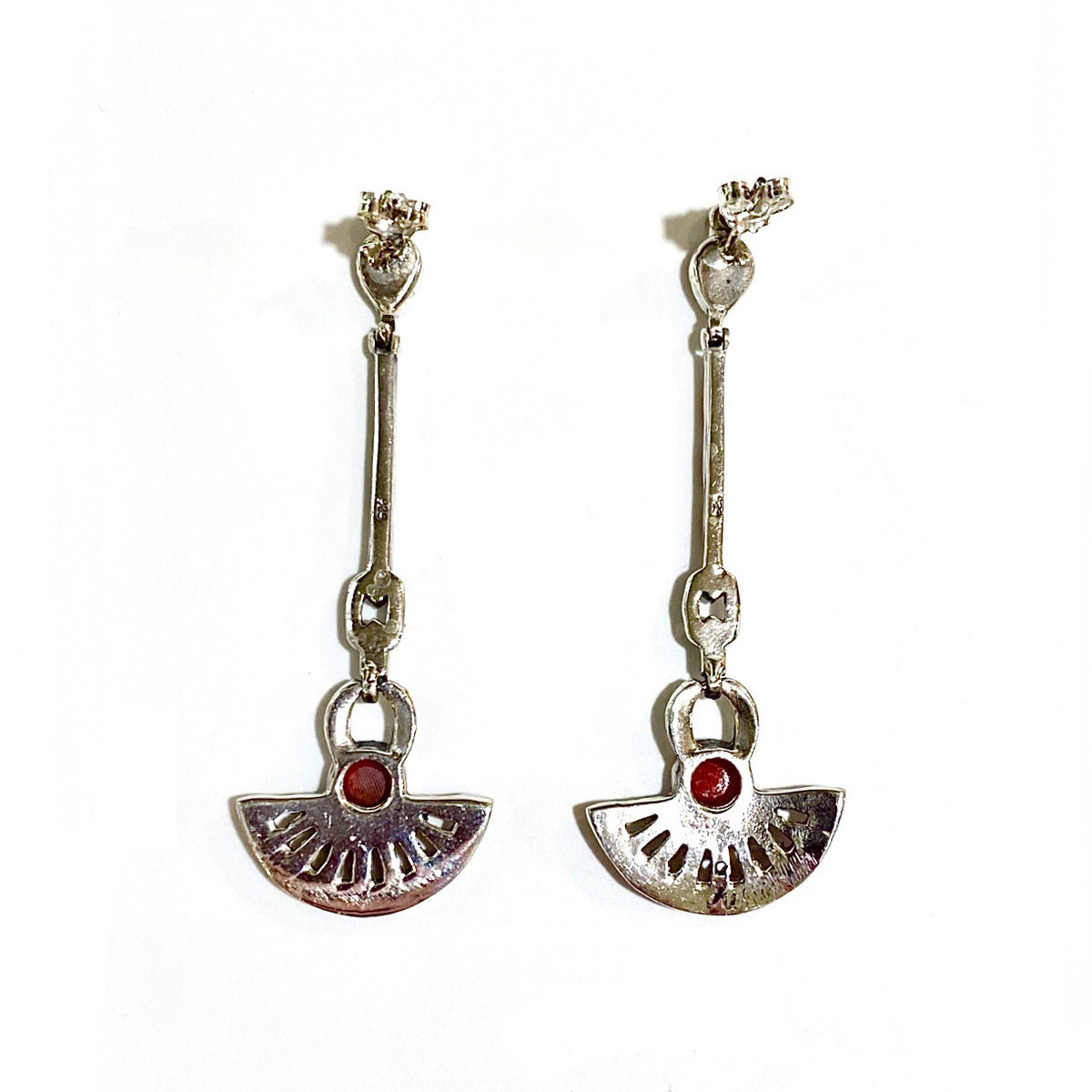 Sterling Silver Marcasite and Enamel Earrings