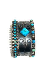 Large Sterling Silver Zuni Turquoise Cuff