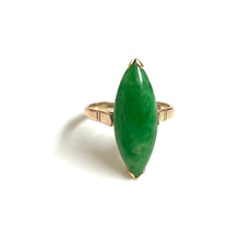 14ct Yellow Gold Jadeite Pointed Ring