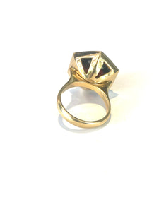 9ct Gold Diamond and Garnet Hexagonal Ring