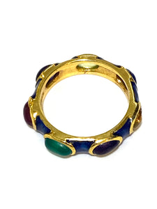 Gemstone and Blue Enamel Ring