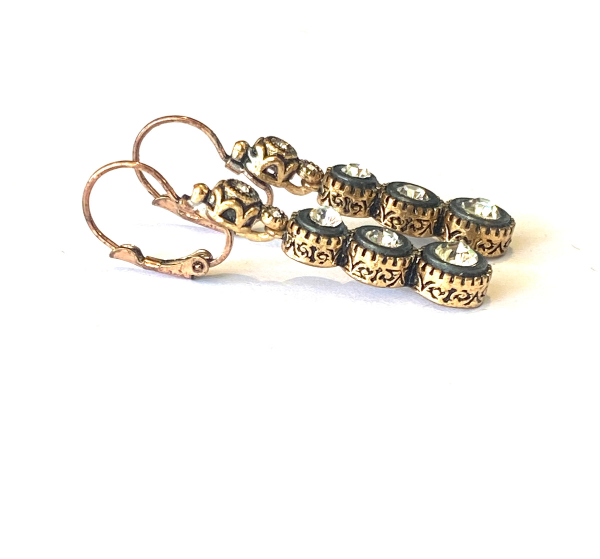 Crystal and Brass Earrings