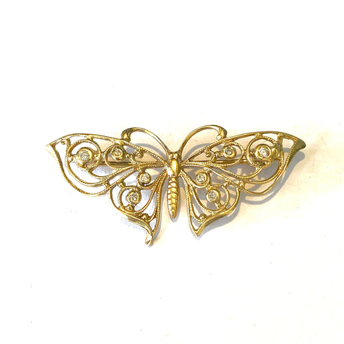 9ct Gold 0.48ct Diamond Butterfly Brooch