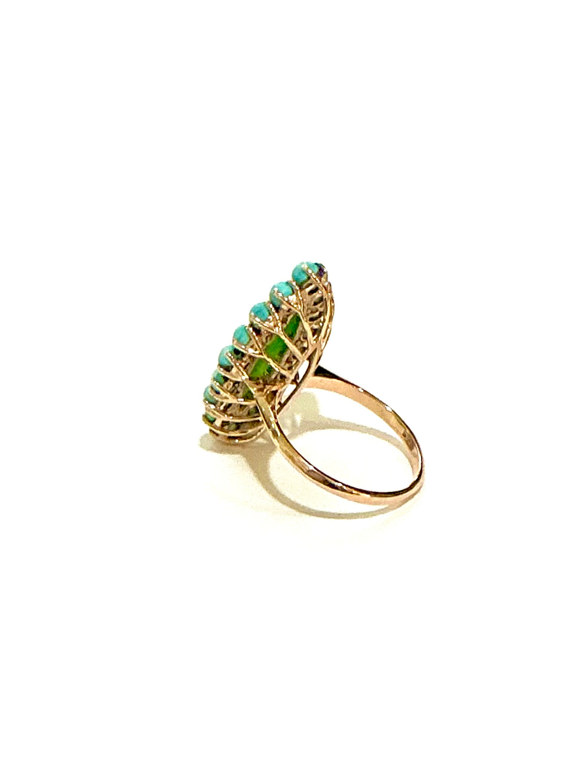 9ct Rose Gold Turquoise and Jadiete Ring