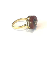 14ct Gold Carnelian, Onyx and Diamond Ring