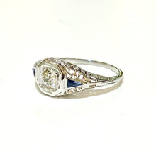Antique 18ct White Gold Diamond and Sapphire Ring