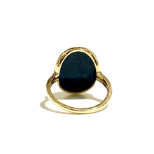 9ct Yellow Gold Banded Black Onyx Cabochon Ring