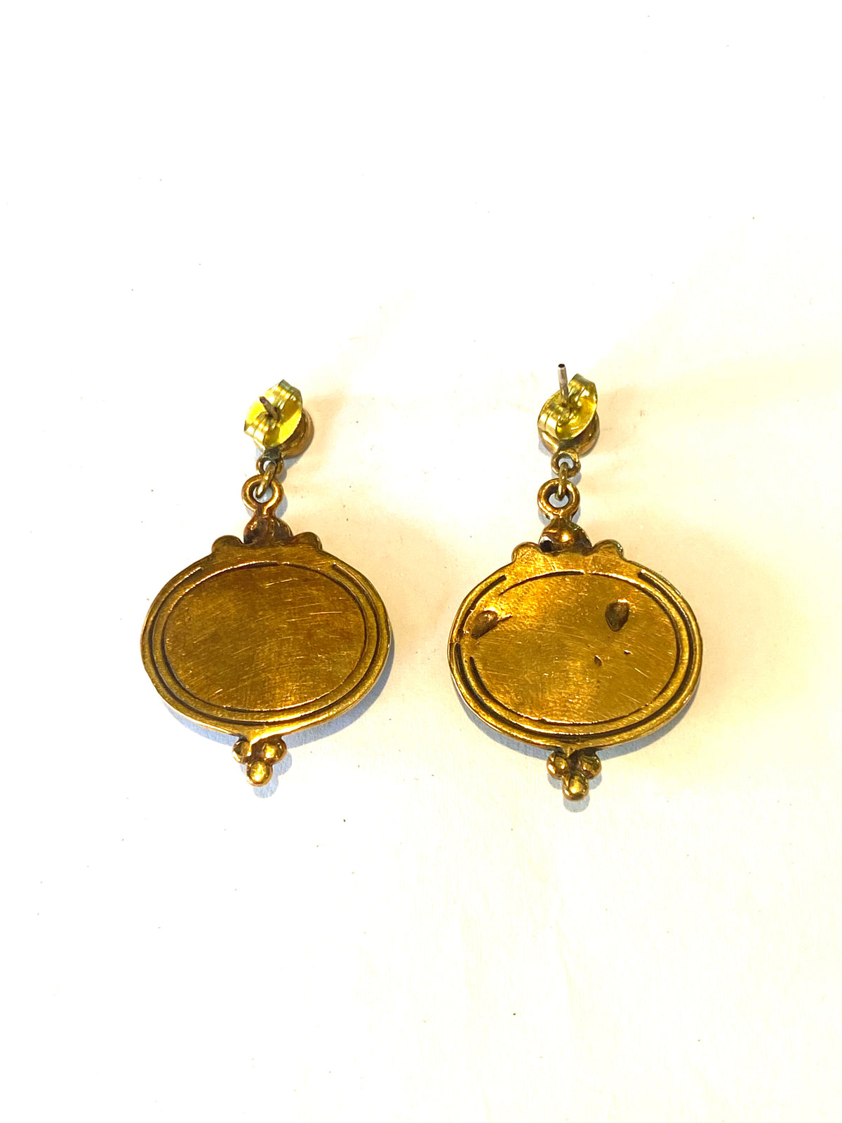 Brass and Black Onyx Rounded Earrings