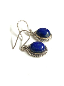 Engraved Sterling Silver and Lapis Lazuli Earrings