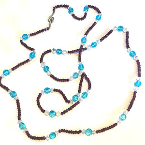 Garnet and Crystal Beaded Necklace