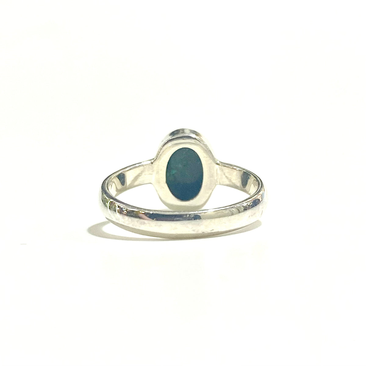 Sterling Silver Round Solid Opal Ring