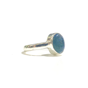 Sterling Silver Round Solid Opal Ring