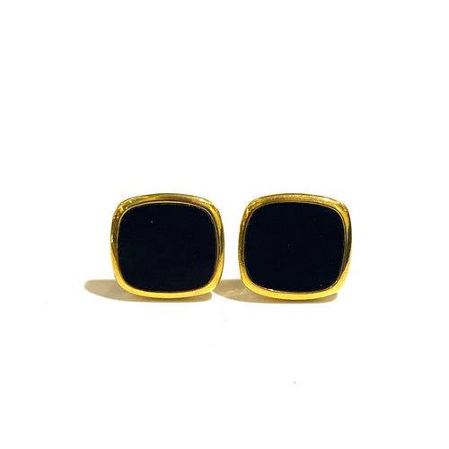 Gold Plate and Black Onyx Square Cufflinks