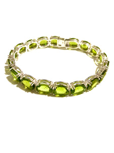 Faceted Peridot Sterling Silver Bracelet